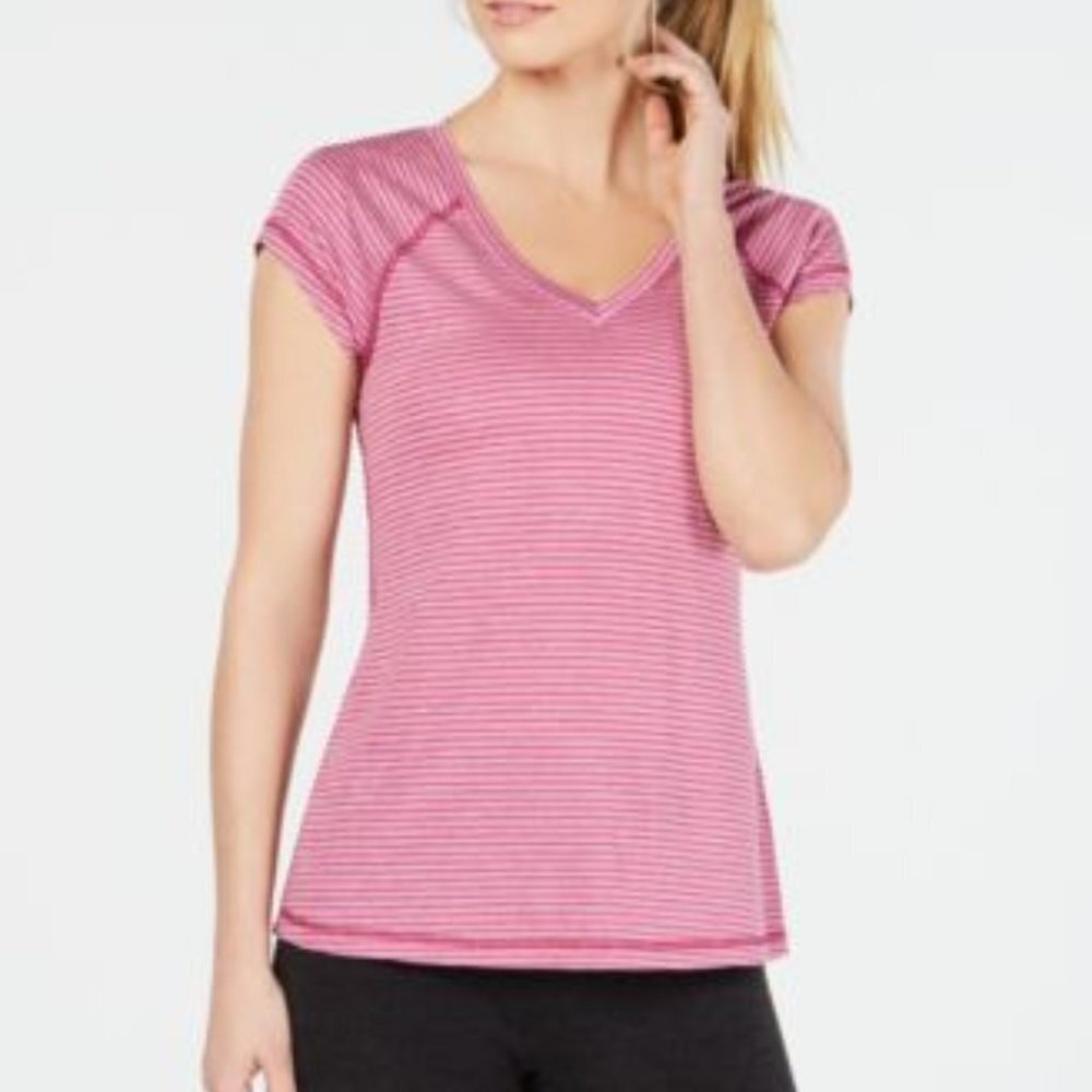 Ideology Stripe V Neck Tee Top